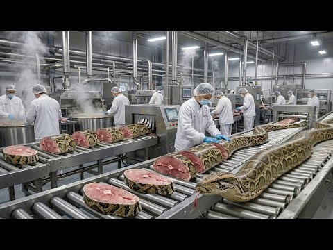 Inside a modern snake meat canning factory: An incredible process you've never seen before