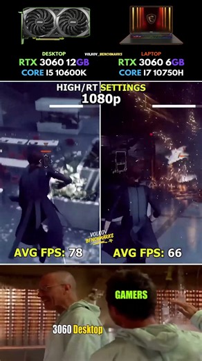 RTX 3060 Laptop vs Desktop - The FPS Difference Matters #pcgaming