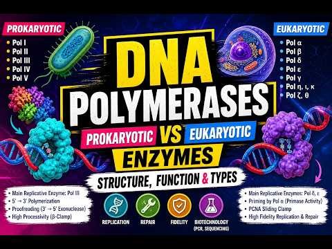 DNA Polymerases,Types, Structure, Function -Prokaryotes vs Eukaryotes DNA Pol I, II, III, α, β, δ, ε