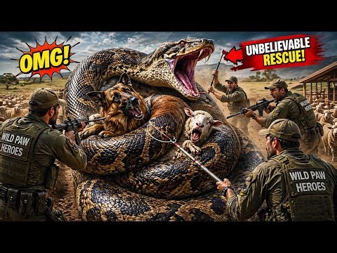 Unbelievable Rescue! 😱 Brave Team Saves Animals From Giant Python Attack