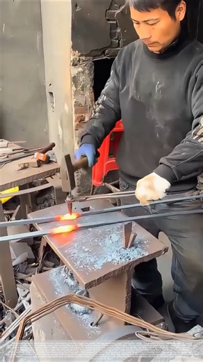 The iron tongs are not made by hammering, but by "shaping" them.