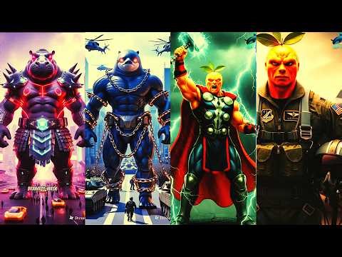 Hippo-Shogun 🦛🏯Orca-Prison-Titan 🐋⛓️Thunder-Orange-Thor ⚡🍊Pilot-Citrus-Ace 👨‍✈️🍊