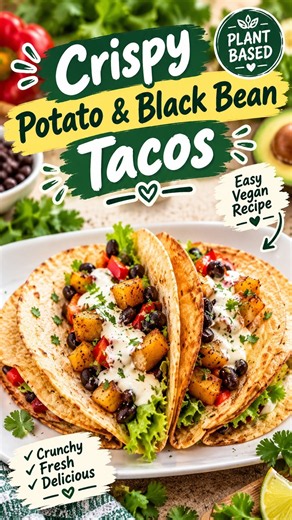 Crispy Potato & Black Bean Tacos | Easy Vegan Recipe #easyveganmeals #highrawvegandiet #veganrecipes