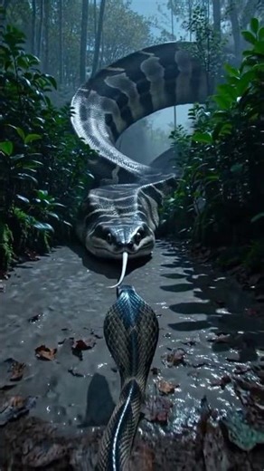 POV: Baby King Cobra vs Giant Python😱 | Jungle Survival Story (Realistic Cinematic) #foryou #shorts