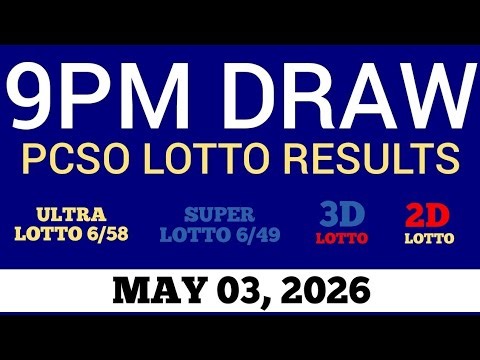 Lotto Result Today 9pm Draw May 3, 2026 Swertres Ez2 PCSO Live Result
