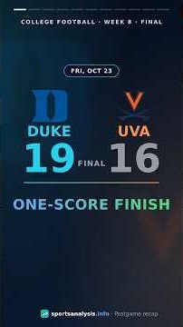 Duke at Virginia Recap | College Football Week 8 #Shorts