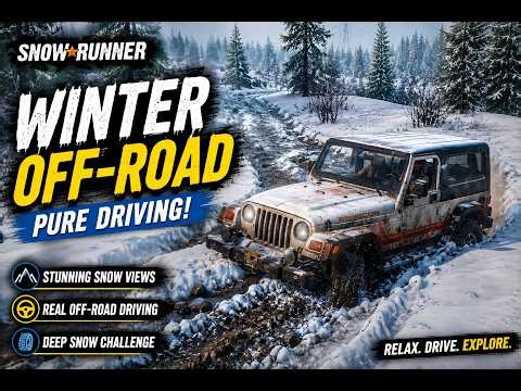 SnowRunner Gameplay | beautiful snow place | Jeep Wrangler Deep Snow Adventure & Scenic Winter Drive