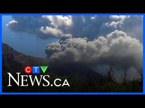 Smoke and ash billow from volcano in Japan after eruption