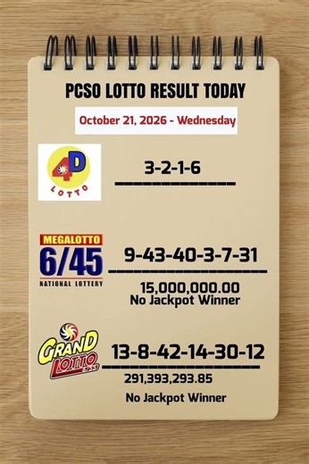 Lotto Result Today 9pm Draw October 21, 2026 PCSO #lotto #lottoresulttoday #9pmlottoresult