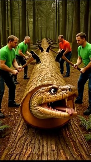 😱 Giant Python Trapped in Wood Trunk | Shocking Snake Rescue 🐍🪵 | AI Shorts #shortvideo #viralvideo