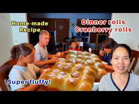 Super fluffy dinner rolls & cranberry rolls, made at home, family love them!