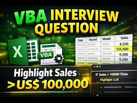 Excel VBA Interview Question | Highlight Sales Greater Than 100000 | Real-World Example