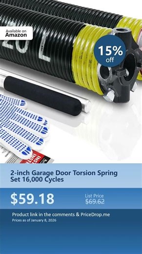 2-inch Garage Door Torsion Spring Set 16,000 Cycles