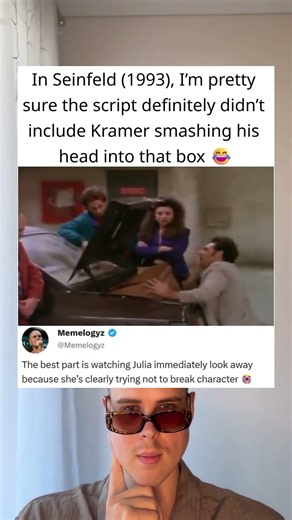In Seinfeld (1993), Kramer Definitely Wasn’t Supposed to Headbutt That Box 😂