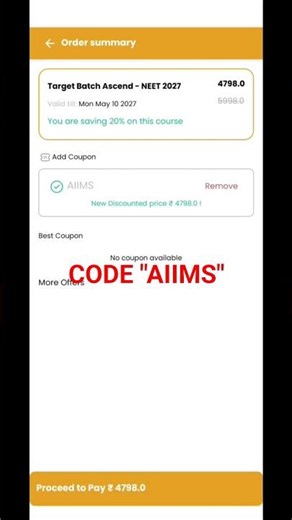 NEETPREP TARGET BATCH ASCEND DROPPERS NEET 2027 | ASCEND BATCH | COUPON CODE / DISCOUNT CODE "AIIMS"