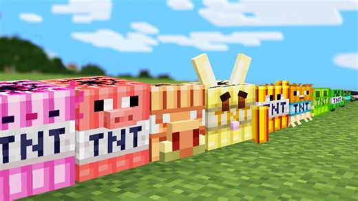 Hostile Minecraft mobs transform into dangerous TNT blocks