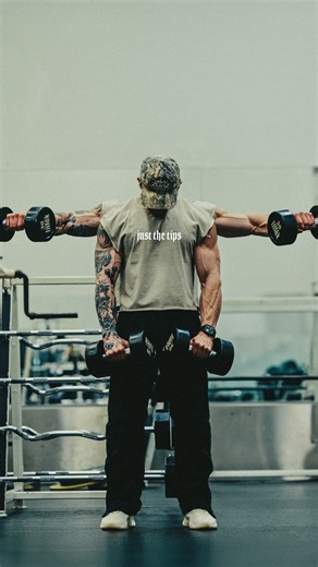 Corey Perkins on Instagram: "A cue that’ll INSTANTLY improve your lateral raise form: Sweep out like you’re clearing two tables with your elbows. If you’re shrugging, your delts aren’t working. Think less “lift” and more “sweep.” Elbows drive. Hands hang. Traps stay in your back pockets. Save +share + drop what movement you want a cue for next 👀 #liftingcues #formcheck #lateralraise #gymtips"