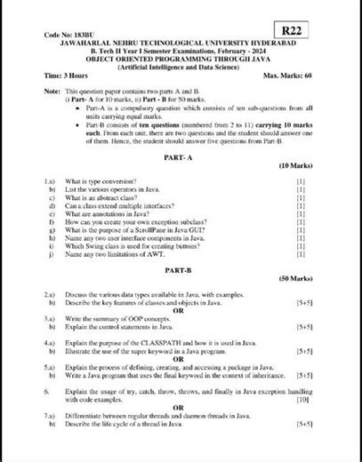 Object Oriented Programming Through Java R22 B-Tech 1-2Sem Feb-2024