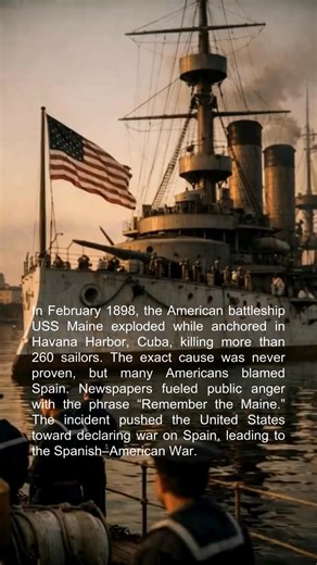 In 1898, a sudden explosion sank a U.S. battleship in Havana Harbor—and pushed America toward war with Spain. #USS_Maine #SpanishAmericanWar #AmericanHistory #USHistoricMoments #HistoryShorts | World Unreal