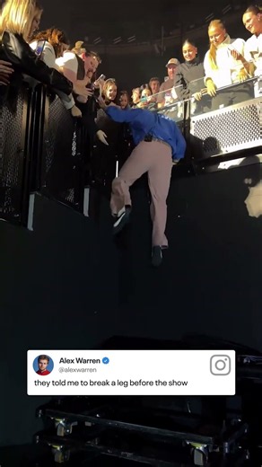 Alex Warren almost took "break a leg" a little too literally.😂 (🎥: Instagram/alexwarren)