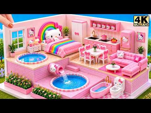 💗🌈 Build Creative Pink Miniature House with Double Pools & Rainbow Bedroom ❤️| DIY Miniature House