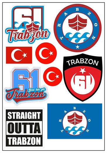 Trabzon Sticker Map 9 Pieces - Turkey Car Motorcycle Biker Flag Sticker Decal Vinyl ST - Etsy