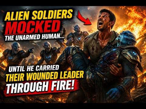 Alien Soldiers Mocked the Unarmed Human—Until He Carried Their Wounded Leader Through Fire