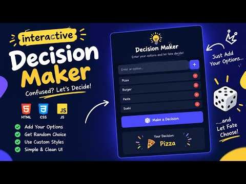 Build an Interactive Decision Maker App Using HTML, CSS & JavaScript | Beginner Project