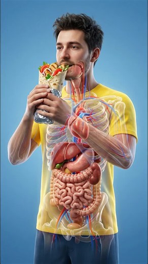 What Happens Inside Your Body When You Eat Shawarma? 🌯 #Shawarma #StreetFood #FoodScience #MedicalAnimation #FoodFacts