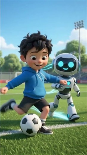 The Boy & His AI Robot Play Soccer! 🤖⚽ | Cute 3D Animation #Shorts