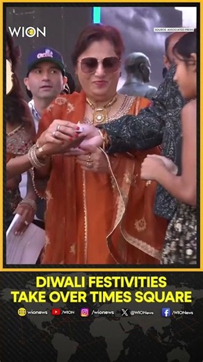 Diwali Celebrations Light Up New York's Times Square With Drums and Dance | WION Shorts