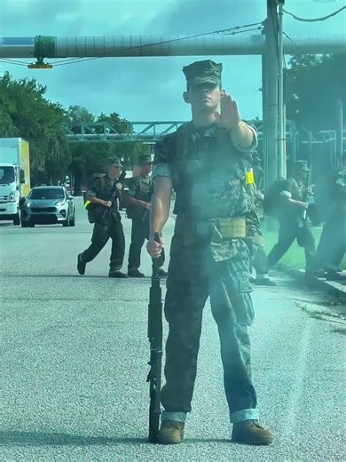 Holding traffic for a USMC platoon #usmc #usmarines #marinecorps