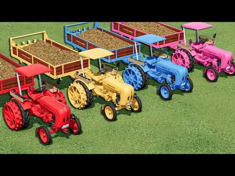 Work with Colors - MANURE WORK with Mini Porsche Tractors on Playground - Farming Simulator 22