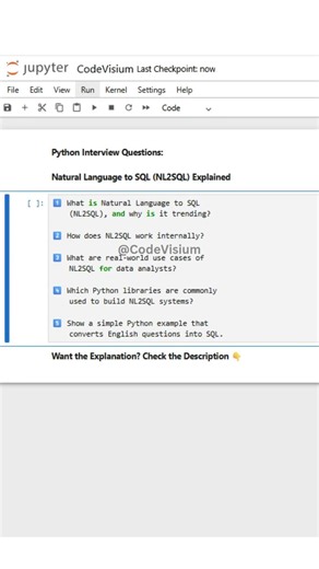 Python Interview Questions: Natural Language to SQL (NL2SQL) Explained! 🧠🗄️ #Python #SQL #AI #Data