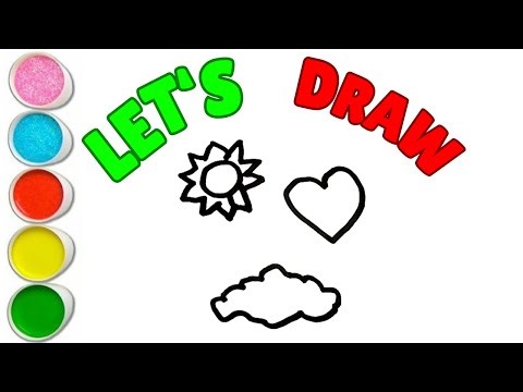 How To Draw A Cute Sun & Cloud, Drawing, Painting & Coloring For Kids and Toddlers_ Child Art 🐋🌈🎨