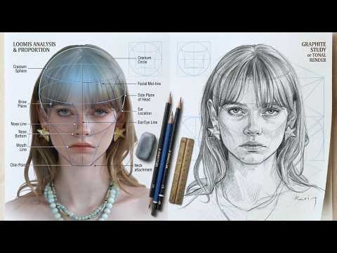 Draw a REALISTIC FACE in 8 Minutes with LOOMIS METHOD!!