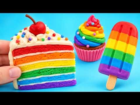 🌈🍭 CRAZY Toy Food We Made from Clay! 🤯 Satisfying Rainbow DIYs
