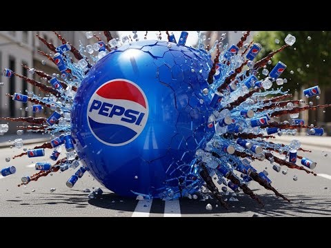 Pepsi Sphere Crash – Blue Explosion with Cans & Ice | Satisfying ASMR