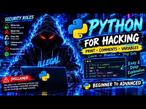 Ethical Hacking & Python Coding for Beginners | Security Roles, Print, Comments & Variables