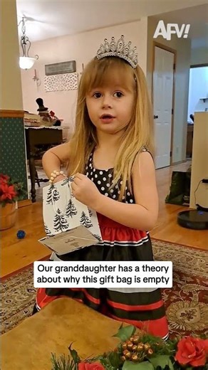 Our granddaughter has a theory about why this gift bag is empty
