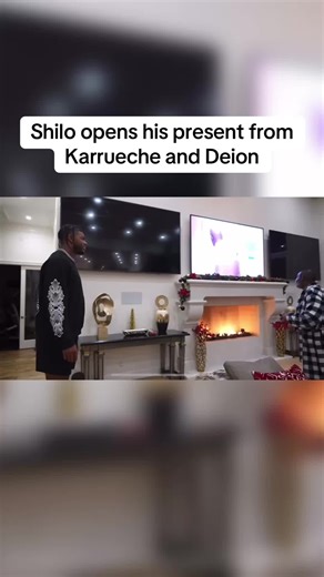 Shilo opens his present from Karrueche and Deion #shilosanders #deionsanders #karruechetran #coachprime #shedeursanders