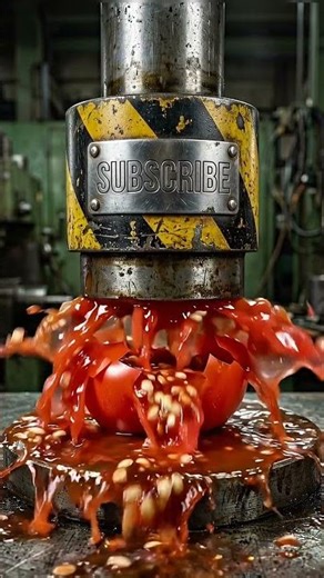 Hydraulic Press vs Tomato 🍅💥 Juicy Explosion in Slow Motion #oddlysatisfying #tomatofight #tomato