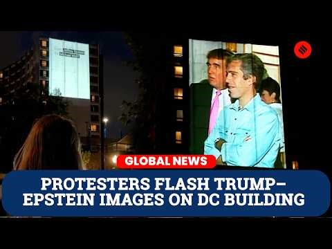 Protesters Project Trump–Epstein Images on DC Hotel Ahead of Press Gala