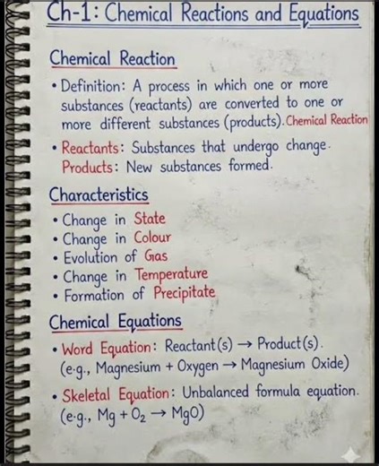 Class 10 Science Chapter 1 | Chemical Reactions and Equations Notes😉