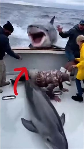 A Dolphin Leaps Over Fishermen to Escape a Shark, Seconds From Disaster