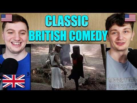 Americans React to Monty Python and the Holy Grail (Black Knight Scene)