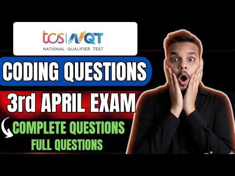 TCS Coding Questions Asked on 3rd April | TCS NQT Actual Coding Solutions | TCS NQT 2026