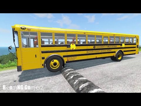 SCHOOL BUS, CITY BUS, LONG BUS Vs MASSIVE SPEED BUMPS - BeamNG.Drive