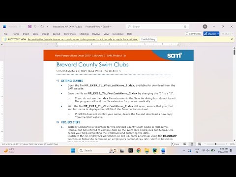 New Perspectives Excel 2019 | Module 7: SAM Project 1b Brevard County Swim Clubs