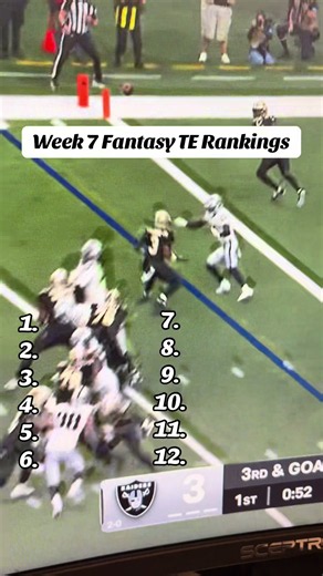 Week 7 Fantasy TE Rankings — Top Tight Ends & Start/Sit Picks